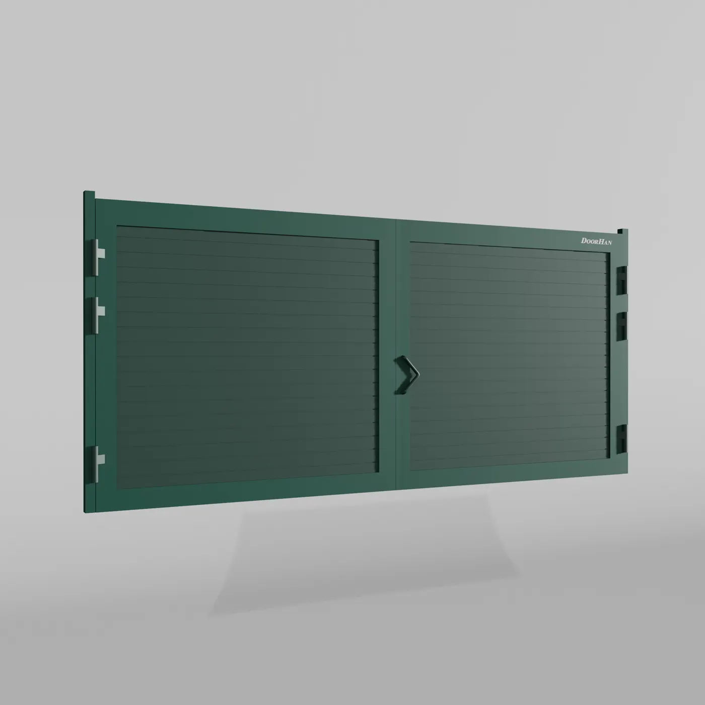 Распашные ворота DoorHan 2700х1800 цвета RAL 6005 (зелёный) с дизайном «доска» с автоматикой