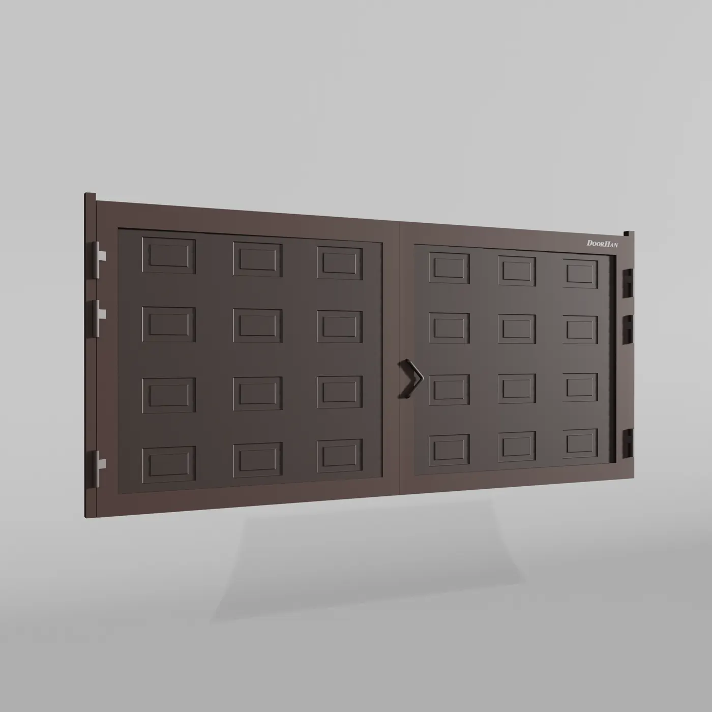 Распашные ворота DoorHan 3200х1300 цвета RAL 8017 (коричнево-красный) с дизайном «филенка» без автоматики