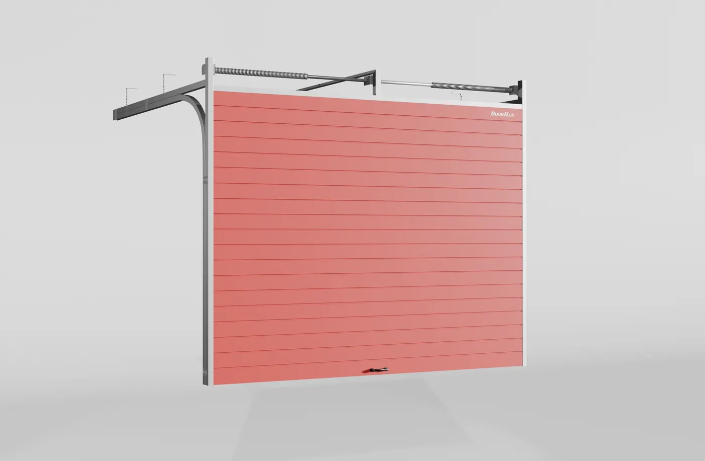 Секционные ворота DoorHan стальные 2600х2200 цвета RAL 3000 (красный) с дизайном «доска» без автоматики